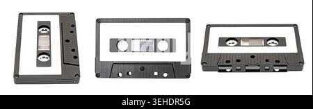 ensemble de cassettes audio isolées sur fond blanc avec chemin de détourage Banque D'Images
