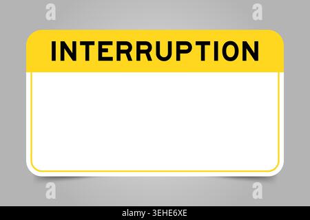 Bannière d'étiquette avec titre jaune avec interruption de mot et espace de copie blanc, sur fond gris Illustration de Vecteur