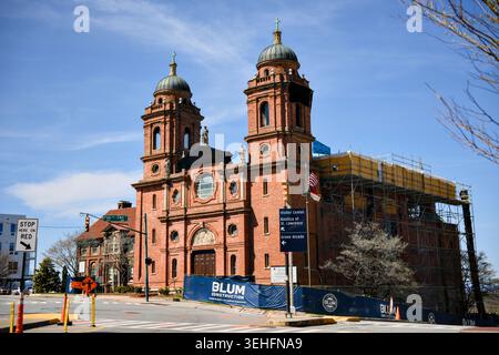Basilique Saint-Laurent en restauration à Asheville en Caroline du Nord le 13 mars 2026 Banque D'Images