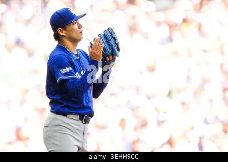 Wisconsin, États-Unis. 24 mai 2026. Yoshinobu Yamamoto, (Dodgers), 24 mai 2026 - Baseball : match de saison régulière de la MLB entre les Brewers de Milwaukee et les Dodgers de Los Angeles à l'American Family Field dans le Wisconsin, aux États-Unis. Crédit : Creative 2/AFLO/Alamy Live News Banque D'Images