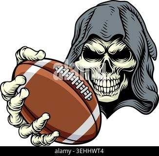Mascotte de l'équipe de football de Grim Reaper Death Skeleton Illustration de Vecteur