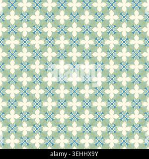 Motif floral géométrique bleu méditerranéen Illustration de Vecteur