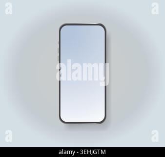 Smartphone tendance avec un design minimaliste. Écran vide pour la bannière de vente, ajouter un post, présentation de l'interface utilisateur. Maquette de téléphone avec ombre douce. Illustration vectorielle. Illustration de Vecteur