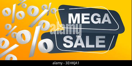 Conception de modèle de bannière de vente Mega pour les promotions des médias et la promotion des médias sociaux. Illustration vectorielle Illustration de Vecteur
