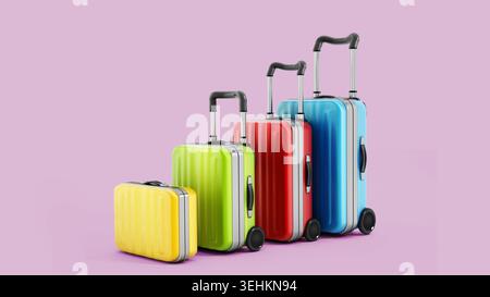 Valises colorées isolé sur fond blanc. Banque D'Images