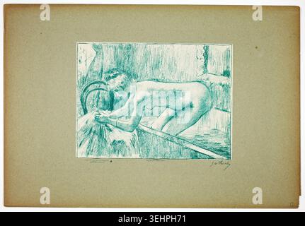 Getting Out of the Bath de Georges-William Thornley d'après Edgar Degas, 1889-90, représentant une femme se levant d'une baignoire dans un moment intérieur intime Banque D'Images