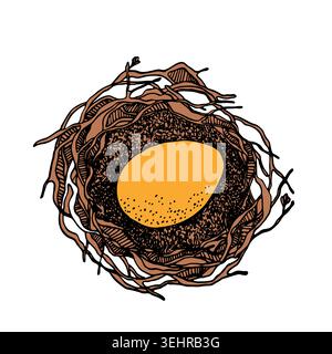 Nid d'oiseau avec des œufs. Illustration vectorielle dessinée à la main de Pâques, conception de modèle Illustration de Vecteur