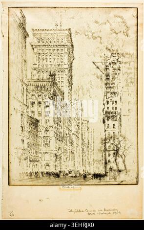 La corniche d'or, I de Joseph Pennell, 1904, représentant une rue animée de la ville bordée de grands bâtiments ornés, une foule de personnages ci-dessous Banque D'Images