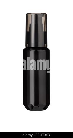 Flacon en plastique noir avec distributeur à pompe favorisant les produits de beauté et de soin de la peau Banque D'Images