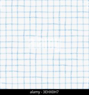 Motif à carreaux aquarelle bleu sans couture avec des lignes de grille dessinées à la main douces sur un fond blanc. Motif textile Vichy. Idéal pour tissu, papier peint Banque D'Images