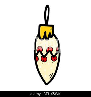 Doodle image de boule de Noël. Ornement saisonnier jouet isolé sur fond blanc. Contour de la décoration festive. Illustration vectorielle du nouvel an. Signe de glaçon Illustration de Vecteur