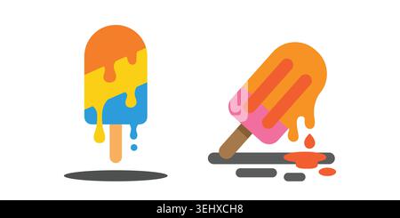 Illustrations vectorielles de popsicle de fusion colorées Illustration de Vecteur