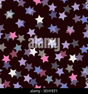 Modèle sans couture avec étoiles de couleur, fond de confettis. Bannière effet éclaboussure. Illustration abstraite vectorielle pour papier peint, papier d'emballage, toile de fond Illustration de Vecteur