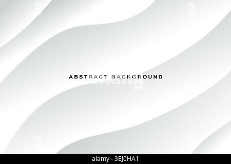 Un fond abstrait minimaliste blanc et gris clair avec des vagues fluides et élégantes et des ombres subtiles Illustration de Vecteur