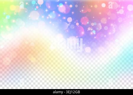 Fond léger de prisme arc-en-ciel avec texture holographique rêveuse et dégradé transparent doux. Dégradé pastel avec bokeh scintillant et scintillants. Couleur Illustration de Vecteur