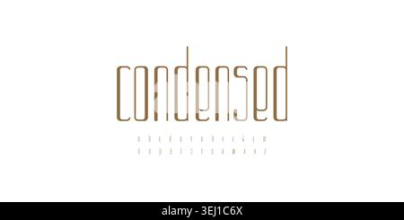 Alphabet condensé de police haut de gamme avec un rythme vertical élevé pour le titre du menu restaurant, le titre éditorial, l'étiquette de la boutique et la marque de luxe. Affiche CAFE Illustration de Vecteur