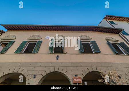 Un aperçu de l'ancien bâtiment de la Chancellerie à Montopoli Val d'Arno, Pise, Italie Banque D'Images
