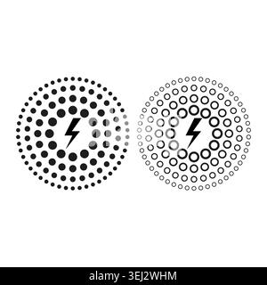 Icônes de puissance et de champ d'énergie sans fil avec vecteur de boulon de foudre. Les icônes prennent en charge la marque technologique, l'interface utilisateur des applications et les logos énergétiques. SPE 10. Illustration de Vecteur