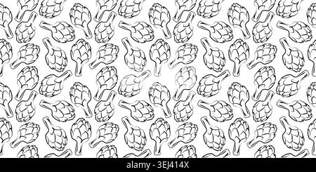 Modèle vectoriel sans couture Doodle avec des artichauts. Illustration de Vecteur