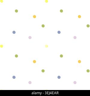 Motif à pois sans couture dessiné à la main avec des cercles colorés et une texture rétro. Ornement présente des points géométriques aléatoires dans des minima modernes Banque D'Images