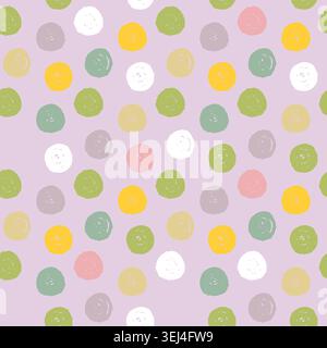 Motif à pois sans couture motif dessiné à la main avec cercles ludiques variées. L'ornement présente des points négligés aléatoires dans un style géométrique minimal. Pour Banque D'Images