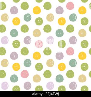 Motif à pois sans couture motif dessiné à la main avec cercles ludiques variées. L'ornement présente des points négligés aléatoires dans un style géométrique minimal. Pour Banque D'Images