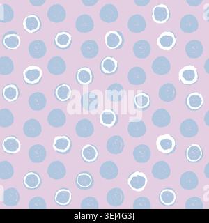 Motif à pois sans couture motif dessiné à la main avec des cercles ludiques bleus. L'ornement présente des points négligés aléatoires dans un style géométrique minimal. Pour textile Banque D'Images