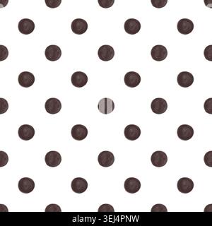 Polka Dots Seamless motif dessiné à la main graphique noir Ditsy sur un fond blanc. Décoration à pois dans un style minimaliste moderne. Pour textile, wallpap Banque D'Images
