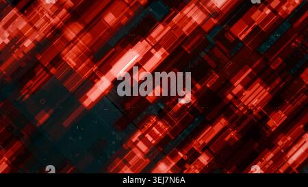 Le modèle de réseau de flux de données numériques rouge chaotique symbolise les menaces liées à l'IA et à la cybersécurité dans les technologies modernes et les systèmes complexes d'analyse de données Banque D'Images