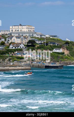 L'entrée du port de Newquay sur la côte de Newquay en Cornouailles au Royaume-Uni. Banque D'Images