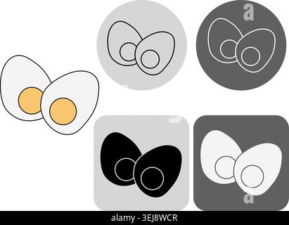 Oeufs de poule durs. Logo d'oeuf illustration dessinée à la main. Vector Graphic line propose des aliments naturels sains bio avec des protéines et des vitamines, poulet par exemple Illustration de Vecteur
