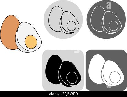 Oeufs de poule entier et demi coupé oeuf logotype illustration dessinée à la main. Ligne graphique vectorielle Pour affiche, flyer, bannière, invitation, médias sociaux, pa Illustration de Vecteur