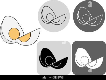 Moitiés d'oeufs durs. Logo d'oeuf illustration dessinée à la main. Ligne graphique vectorielle Ingrédient de cuisson pour la cuisson ou des plats indépendants. Illustration de Illustration de Vecteur