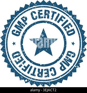 timbre certifié gmp. timbre rond grunge bleu certifié gmp Illustration de Vecteur