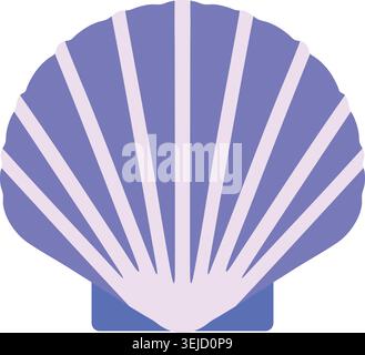 Illustration simple d'une coquille pourpre festonnée en forme d'éventail et de crêtes radiales pâles Illustration de Vecteur