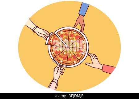 Les gens mangeant de la pizza ensemble Banque D'Images