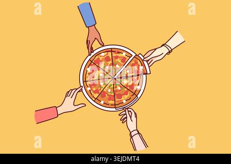 Les gens mangeant de la pizza ensemble Banque D'Images