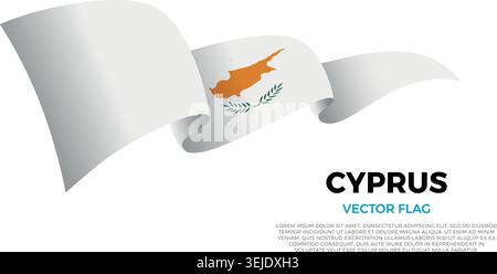Drapeau de Chypre. Culture chypriote et méditerranéenne. Définir sur un fond blanc propre avec le nom du pays et l'espace de copie. Rendu d'indicateur de vecteur brillant Illustration de Vecteur