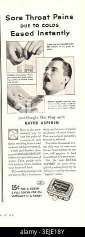 1937 publicité pour l'aspirine Bayer Life Magazine 22 février 1937 - publicité de presse américaine vintage Banque D'Images