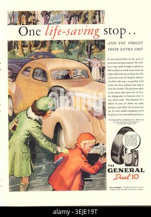 1937 General Tire Advertissement Life Magazine 22 février 1937 - Vintage US Press Advertising Banque D'Images