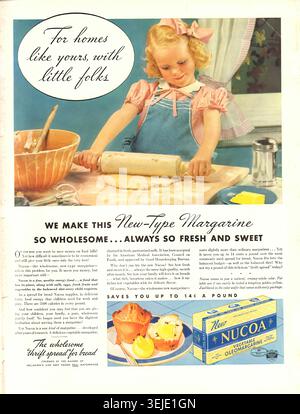Publicité pour la margarine Nucoa 1937 Life Magazine 22 février 1937 - publicité de presse américaine vintage Banque D'Images