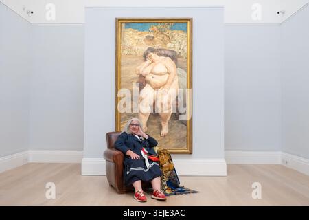 Londres, Angleterre, Royaume-Uni. 29 mai 2026. Sotheby's présente le ''˜Sleeping by the Lion Carpet' de Lucian Freud (GBP25-35 million) à Londres, aux côtés de la sitter du tableau SUE TILLEY. L'œuvre, qui fait partie de la dernière grande série de portraits de Freud, sera présentée jusqu'au 23 juin avant la vente aux enchères le 24 juin dans le cadre de la Collection Lewis. (Crédit image : © Thomas Krych/ZUMA Press Wire) USAGE ÉDITORIAL SEULEMENT ! Non destiné à UN USAGE commercial ! Banque D'Images