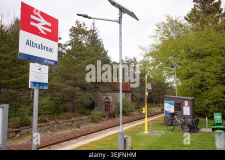 Altnabreac demande arrêt gare une des stations les plus éloignées du Royaume-Uni. Sud de l'Écosse Banque D'Images