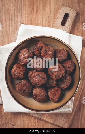 Boulettes de viande frites dans une poêle, maison, pas de gens, Banque D'Images