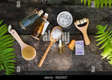 Spa Still Life avec sérums naturels i Banque D'Images