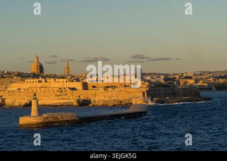 Malte - Valette, phare de Saint Elmo Banque D'Images