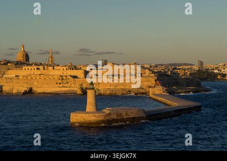 Malte - Valette, phare de Saint Elmo Banque D'Images