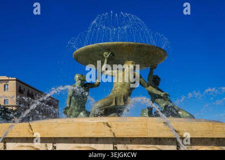 Malte - Valette, Fontaine Triton Banque D'Images