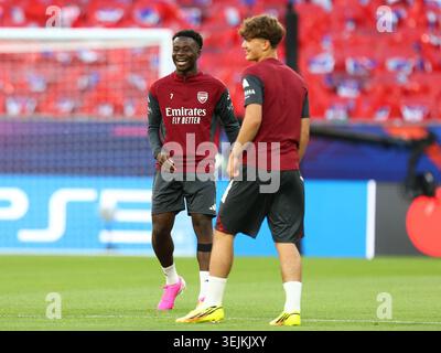 Budapest, Hongrie. 29 mai 2026. Bukayo SAKA lors de la dernière séance d'entraînement de L'ARSENAL FC avant la finale de l'UEFA Champions League 2025/26 entre le Paris Saint-Germain et l'Arsenal FC au Puskas Arena de Budapest, en Hongrie. (Crédit image : © Mickael Chavet/ZUMA Press Wire) USAGE ÉDITORIAL SEULEMENT ! Non destiné à UN USAGE commercial ! Banque D'Images