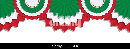 Bannière de ruban italien audacieux avec des plis profonds et des grappes de rosette formant une bordure forte. Un élément graphique patriotique pour les affiches et le branding des fêtes Illustration de Vecteur